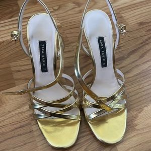 Gold Zara stilettos